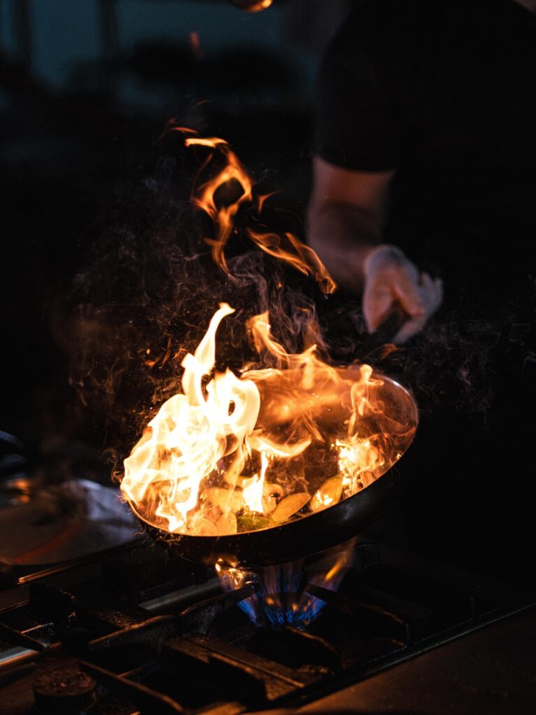 chef, cooking, fire, night, evening, kitchen, food, luxury, gourmet, feast, celebration, meat, chef, chef, chef, chef, chef, cooking, meat